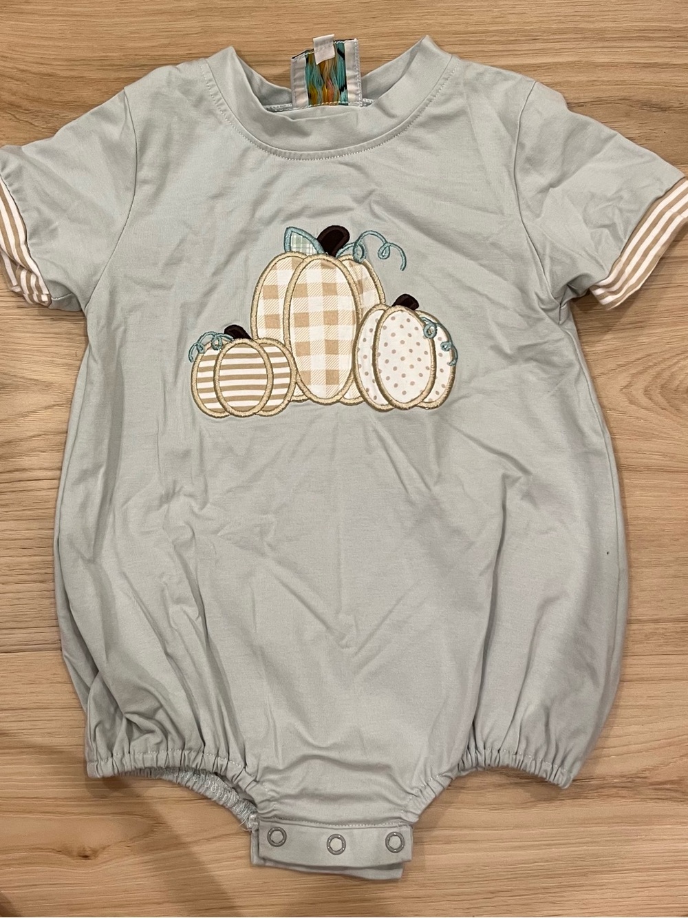 Sage Green Pumpkin Applique One-Piece Bodysuit
